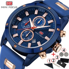 Blue Mens Watches Top Brand Luxury MINI FOCUS Chronograph Sport Men's Wrist Watch 2019 Waterproof Silicone Male Clock Man 2019 2024 - buy cheap