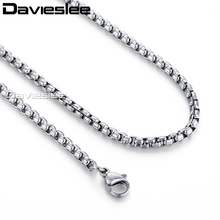 Davieslee Silver Color Box Link Chain Necklace For Men Jewelry Stainless Steel Men's Neckalce Gift Dropshipping 3/4mm DKN479 2024 - buy cheap