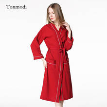 Robe For Women Spring  lovers waffle bathrobes 100% cotton robe Women's Lounge Robe Thin 2024 - buy cheap