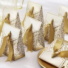 10pçs criativo dourado fita prata lembranças festa presente caixa de doces de papel 2024 - compre barato