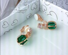 Green Crystal Cube Earrings Rhinestone Bowknot Ear Clip on Earrings Without Piercing for Women Girls Party Jewelry Ear Cuff 2024 - buy cheap