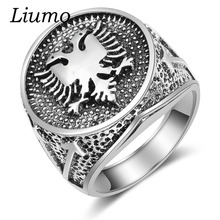 Мужское Винтажное кольцо Liumo, серебряное кольцо в стиле хип-хоп из сплава с двойной головкой в стиле «Орел», Lr889 2024 - купить недорого