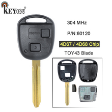 Запасной 2-кнопочный дистанционный ключ KEYECU 304 мгц 4D67 / 4D68 для Toyota Prado 120 2002-2004 2024 - купить недорого