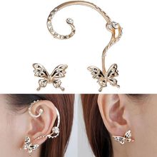 Rhinestone Butterfly Clip Earring Crystal Ear Cuff Piercing Wrap Earrings For Women Fashion Jewelry Brincos Bijoux 1PCS #61201 2024 - buy cheap