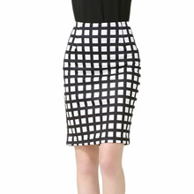 New Fashion Wind Digital Print Lattice Skirt Slim Package Hip Split Knee One Step Skirt Plus Size S-3XL 2024 - buy cheap