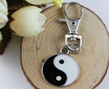 Chaveiro vintage de prata esmaltado yin yang, fecho de lagosta, anel para chaves, carro, faça você mesmo, bolsa de chaveiro, joia diy a306 2024 - compre barato