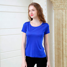 Woman Summer Plus Size O Neck Solid 100% Silk Tops Female Oversized Hedging Stretch Silk Tees Lady Short Sleeve Silk Shirt 2024 - buy cheap