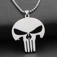 Wholesale 12pcs Silver&Black Men Jewelry PUNISHER DARK KNIGHT Skull Pendant Stainless Steel Necklace Jewelry 2024 - buy cheap