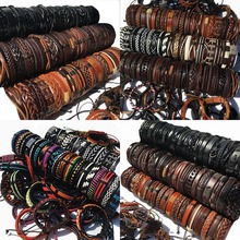 Wholesale Random 200Pcs/lot  Multi-color Mix Styles Leather Bangle Male Wristband Wrap Men Women Jewelry  KP15 2024 - buy cheap
