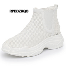 Botines de plataforma con plataforma plana para mujer, zapatillas de deporte informales con recortes, de malla, color blanco, para verano 2024 - compra barato