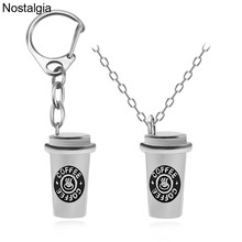 Nostalgia Cute Coffee Cup Keychain Purse Bag Charm Womens Key Ring Men Jewelry Accessories Key Chains With Lobster Claw Clasp 2024 - buy cheap