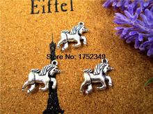 15 Uds.-Charms de unicornio, colgante de caballo de unicornio de plata tibetana antigua 16x16mm 2024 - compra barato