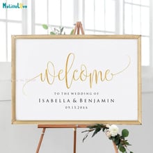 Signo de bienvenida de boda Plantilla de bienvenida placa etiqueta Editable decoración de carteles de auto-adhesivo de vinilo arte exquisito murales YT1333 2024 - compra barato