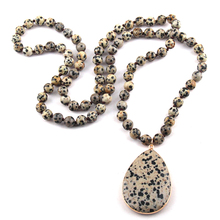 Fashion Bohemian Jewelry Dalmatian Jasp Stone Knotted Matching Stone Drop Pendant Necklace 2024 - buy cheap