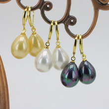Water drop shape shell 12x16mm beautiful earrings eardrop (a set of three colors)women jewelry design DIY wholesale and retail 2024 - buy cheap