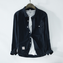 Camisa masculina de algodão com manga comprida, camisa social com gola quadrada de outono 2024 - compre barato