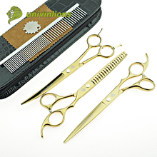 univinlions 7" golden dog grooming scissors dog trimming scissors animal clipper gold professional dog hair clippers cutting cat 2024 - buy cheap