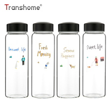 Transhome-botella de cristal creativa para el colegio, botella para deporte al exterior para té, agua, café, leche, 400ML 2024 - compra barato