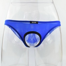 Howe Ray Penis Hole Underwear Men Sexy Briefs Crotchless Ice Silk Mens Panties Sperate Penis Gay Underpants Male Slip Low Waist 2024 - buy cheap