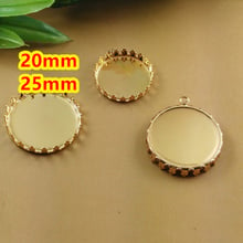 20mm, 25mm Cor do Ouro Da Coroa Bandejas Bases Pingente Em Branco Cameo Cabochão definir para o Vidro/Adesivos 2024 - compre barato