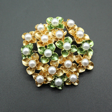 RHao Hot Sale Flower Brooches for Women Wedding Jewelry gifts Green Enamel Flower pins hijab pins scarf buckles men corsage 2024 - buy cheap