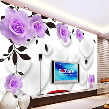 Decorative wallpaper Fantasy purple rose 3D background wall painting 2024 - buy cheap