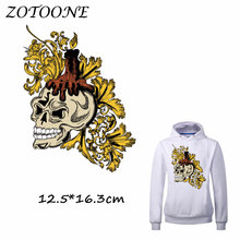 ZOTOONE-pegatinas de transferencia de calor para ropa, parches de calavera y flores para camiseta y pantalones vaqueros, apliques de decoración DIY para ropa 2024 - compra barato