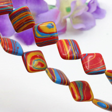 Square diagonal shape striped rainbow Turkey stone loose beads 14x14mm 15" DIY handmade women hot sale jewelry making 2024 - buy cheap