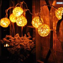 Cortinas de luz com 20 leds de 3m, luzes de fadas em rattan, para decoração de casamento, para quarto ou festas 2024 - compre barato