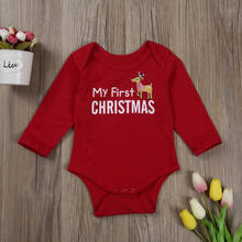 christmas baby clothes cute boys girl deer print romper infant newborn baby letter Cotton jumpsuit xmas baby boy girl clothing 2024 - buy cheap