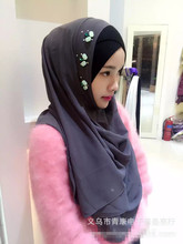 2016 fashion chiffon scarf Muslim beading diamonds inner hijab Islam women's headwear Turkish Indonesian girl's cap many colors 2024 - buy cheap