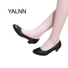 YALNN Fashion Black 3CM High Heels Pump Mature Women Shoes Dress Pointed Toe Office Lady Shallow Dress Pumps Women Shoes 2024 - buy cheap