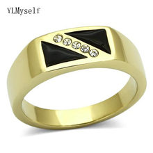 Anel de aço inoxidável 316l, elegante, simples, para homens, joia, preto, tamanho epóxi 9/10/11/12, cor dourada, anéis de titânio masculinos 2024 - compre barato