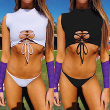 Two-Pieces Women's Push Up Padded High Neck Bandage Sport Bra Bikini Set Swimsuit Swimwear Brazilian Bathing Suit Beachwear 2024 - buy cheap