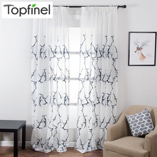 Topfinel Branch Pattern White Sheer Curtains Window Tulle Curtains for Living Room Bedroom Tulle for Kitchen Cafe Window Curtain 2024 - buy cheap