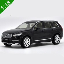 Modelo de coche de juguete todoterreno para Volvo XC90 2015 SUV, escala 1:18, negro, con control de volante y caja Original 2024 - compra barato