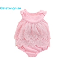 Baby Girl Bodysuits Birthday Baby Body Newborn Girls Birthday 0 3 6 12 Months Sleeveless Summer Lace Tulle Ruffle Clothes D49 2024 - buy cheap