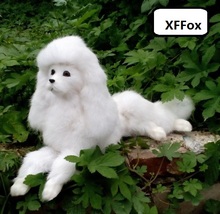 big real life lying poodle dog model plastic&furs white poodle dog doll gift about 40x21cm xf1616 2024 - buy cheap