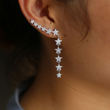 Pendiente brillante de circonia cúbica para mujer, aretes largos con borlas y estrellas, joyería delicada, 2021 2024 - compra barato