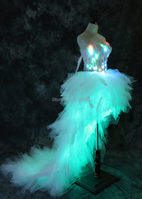 WYY-vestidos de noche con luz RGB para mujer, falda colorida para danza del vientre, trajes led para fiesta, trajes de plumas luminosas para rave 2024 - compra barato