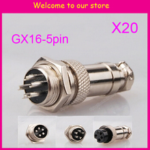 Free Shipping 20pair=40pcs 5Pin 16mm Male & Female Wire Panel Connector kit GX16 Socket+Plug for aviation,computer ect 2024 - buy cheap