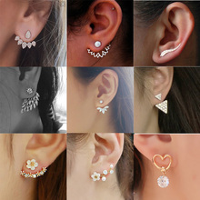 New Fashion Crystal Stud Earrings For Women Flowe Design Rhinestone Ear Jewelry Wholesale 2024 - buy cheap
