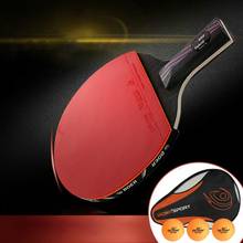 Professional Carbon Fiber Table Tennis Racket Blade Rubber With Double Face Pimples-in Ping Pong Rackets With Bag and 3 balls 2024 - buy cheap