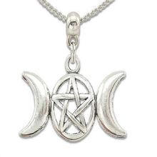 Goddess Triple Moon Pentacle Witch Pagan Amulet Necklace Pendant Vintage Silver Gothic Choker Collares Necklace  Women Jewelry 2024 - buy cheap