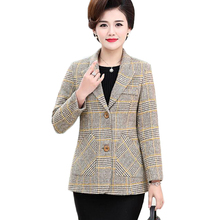 NEW Fashion Autumn Women Plaid Blazers Jackets Casual Vintage Suit Plus size 5XL Female Blazer Middle-aged Women Clothes K996 2024 - buy cheap