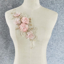 Rosa 3d decoração tridimensional flores bordado com aplique costura faça você mesmo acessórios para vestuário 1 peça à venda 2024 - compre barato