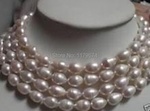 New Fashion Natural Charming Lengthen 9-10mm White Rice Cultured Akoya Pearl Necklace Fashion Jewelry Making Design 48'' H0031 2024 - buy cheap