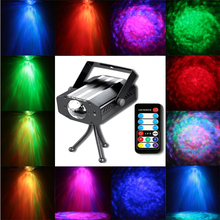 Luz láser para escenario en 7 colores, lámpara de discoteca, proyector de agua, ola de mar, luz nocturna RGB LED activada por sonido para fiesta, Club de DJ, Bar 2024 - compra barato