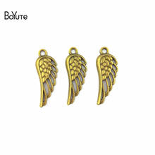 BoYuTe (50 Pieces/Lot) 12*33MM Wholesale Antique Bronze Plated Zinc Alloy Angel Wing Pendant Charms for Jewelry Making 2024 - buy cheap