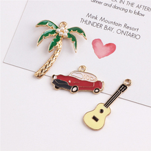 MRHUANG 10pcs/pack Enjoy life Classic Car Guitar Musice Coconut trees enamel Charms for Bracelet Necklace DIY craft 2024 - buy cheap